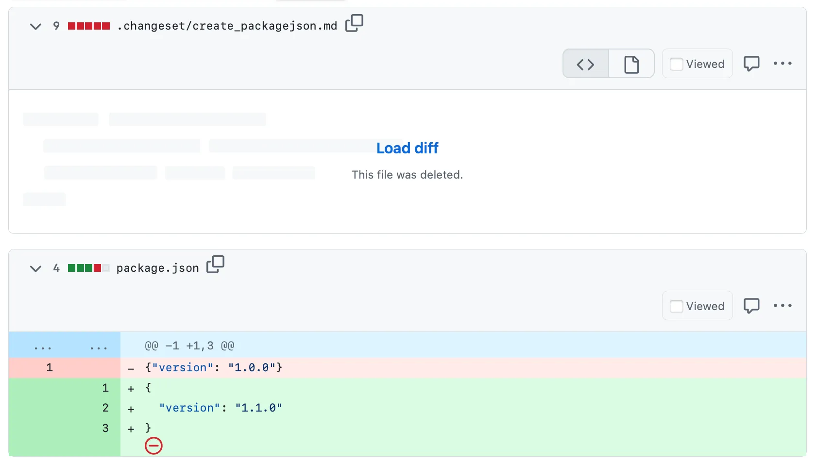 The files changed tab of the release pr